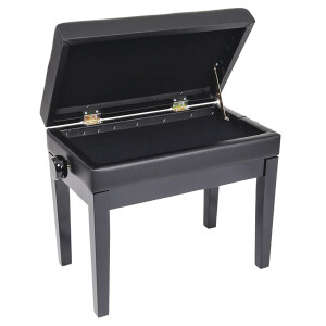 Deluxe Adjustable Piano Bench with Storage - Satin Black