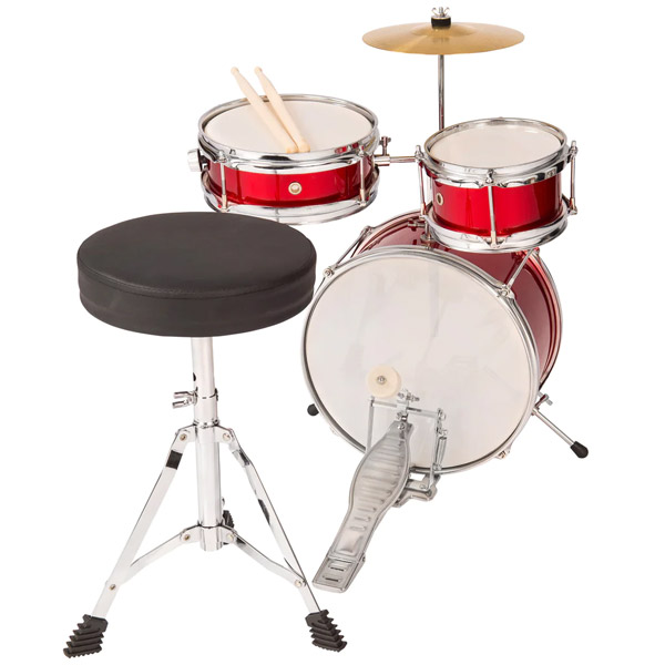 PP Drums Junior 3 Piece Drum Kit Metallic Red PP Drums Junior 3 Piece Drum Kit Metallic Red
