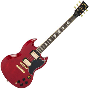 Vintage VS6 ReIssued Electric Guitar - Cherry Red-Gold Hardware